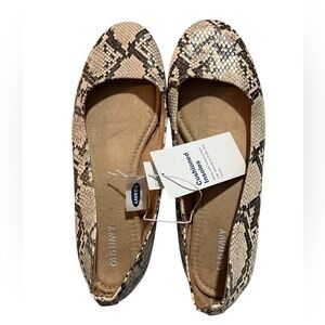 OLD Navy Women’s Snake Print Ballet Slipper Flats Shoes Sz 10 NWT
